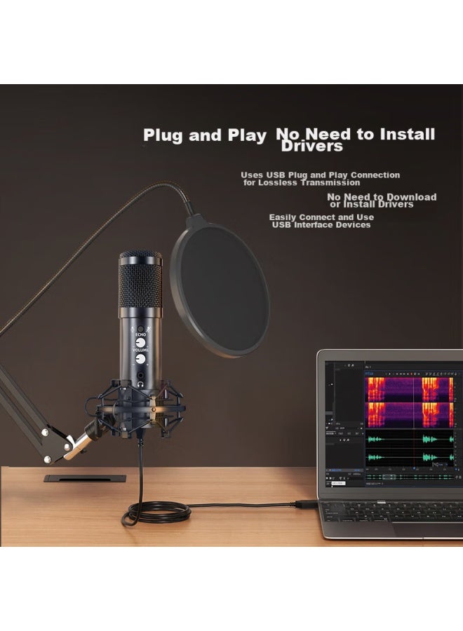 Witgoer Condenser Microphone For Gaming, Recording Karaoke, Laptop Usb Wired Sound Card, Professional Speaker, And Voice-over Equipment - Image 3
