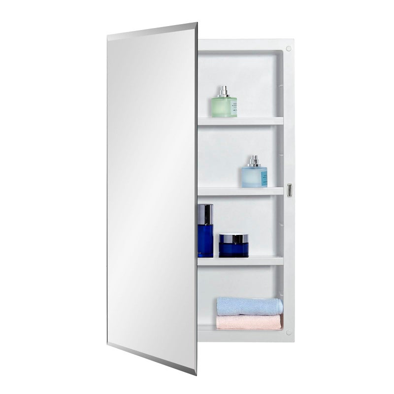 IDYLLOR Plastic Medicine Mirror Cabinet for Bathroom 16 x 26 inch, Surface and Recessed Mount - Image 1