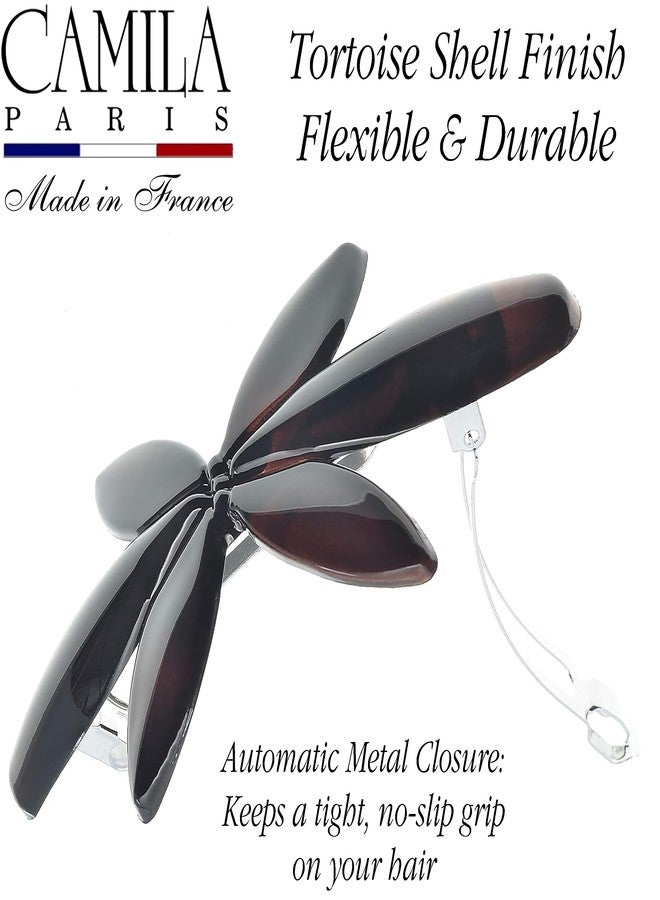 Camila Paris CP2426 French Hair Barrette Clip for Girls Flower, Tortoise Automatic Clasp Strong Hold Grip Hair Clips for Women, No Slip and Durable Styling Girls Hair Accessories, Made in France - Image 4