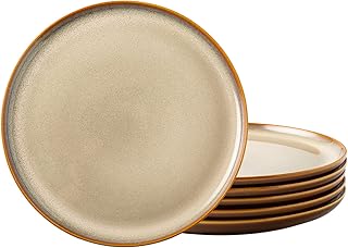 LERATIO Ceramic Plates Set of 6, 8.5 Inch Reactive Glaze Light Weight Porcelain Salad Plates,Modern Shape Dinnerware - Image 1