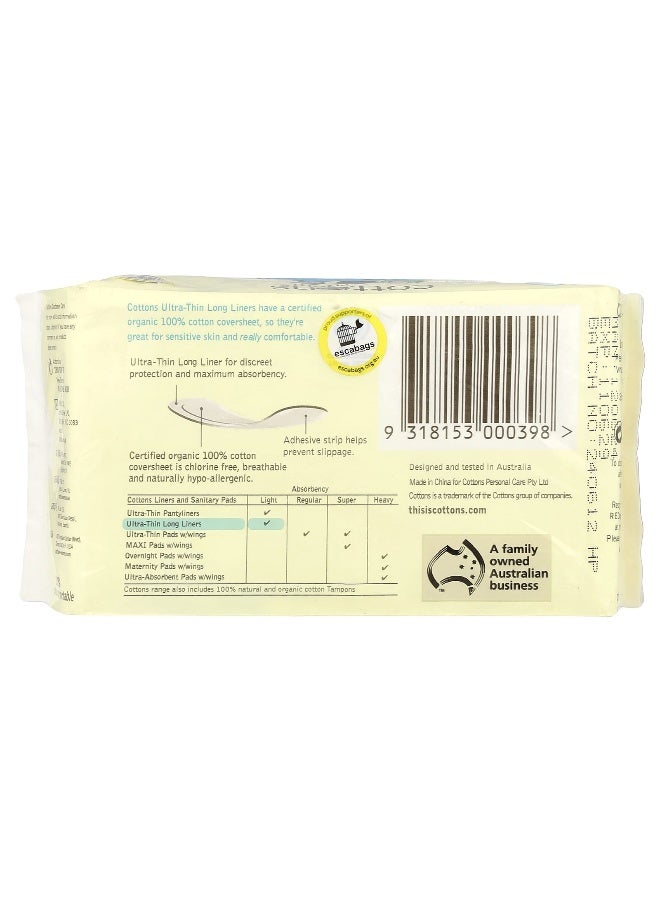 Cottons, Organic, Long Liners, Ultra-Thin, Unscented, 32 Liners - Image 2