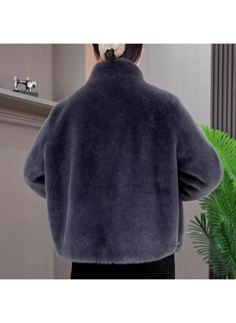 Generic - Thickened Warm Fleece Short Coat Women Brown - Image 1
