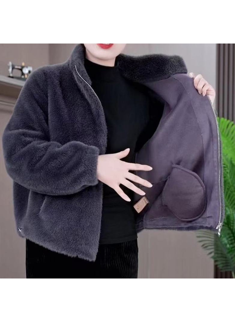 Generic - Thickened Warm Fleece Short Coat Women Brown - Image 1