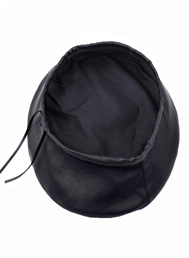 moonsix PU Leather Beret Hat for Women, Beanie Hat Army Military Color Winter hat Adjustable, Black - Image 3