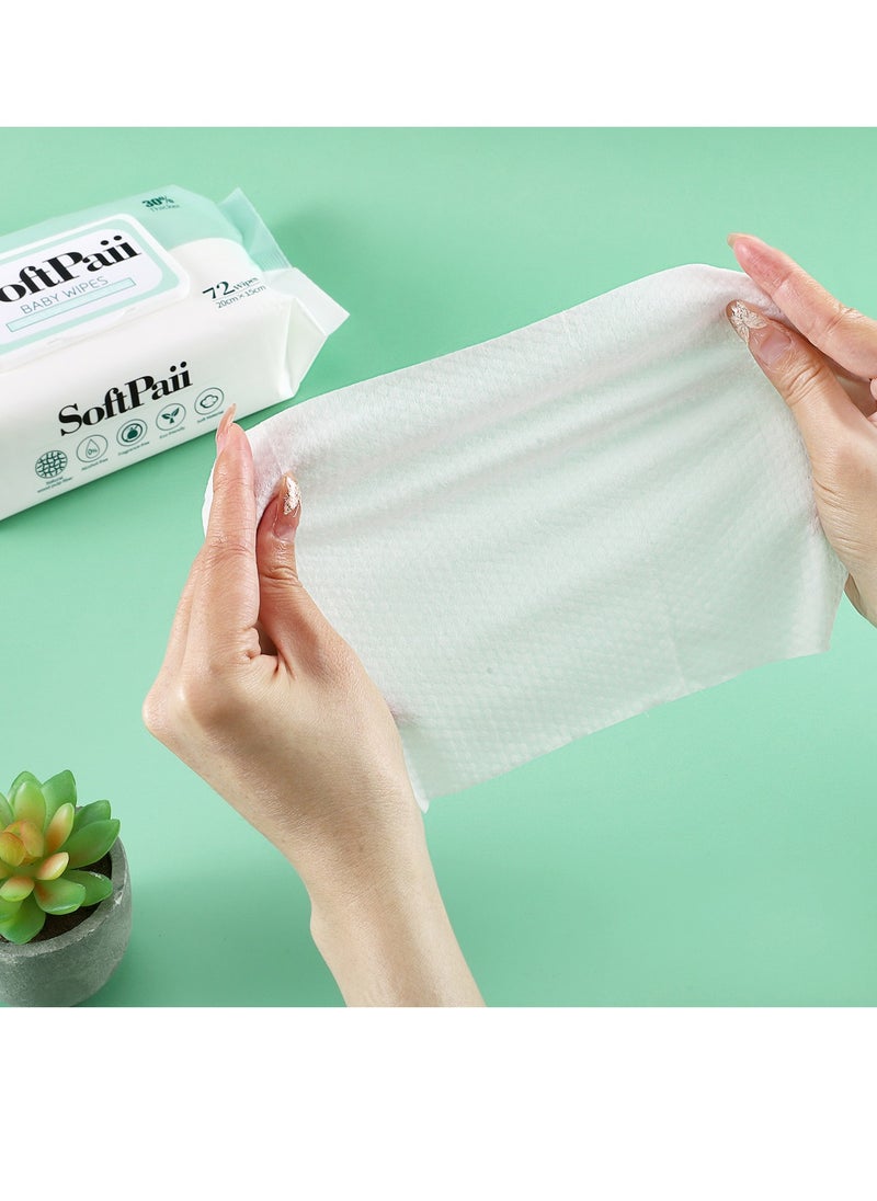 Softpaii - 30% thicker Baby Wipes,72s x 12 Packs(864 wipes),Pure Water Baby Wipes for Baby,Multi Purpose Cleaning Baby Wet Wipes for Sensitive Skin. - Image 1