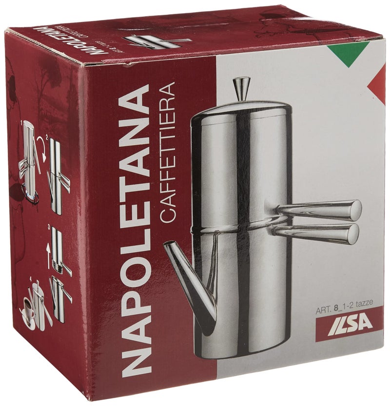 Ilsa Neapolitan Coffee Maker, Stainless Steel, Silver, 1-2 Cups - Image 4