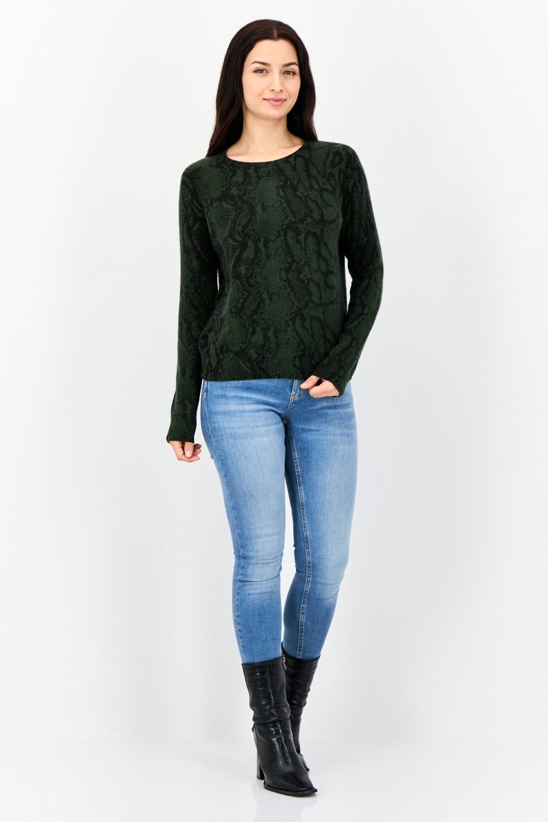 Aqua Women Crew Neck Allover Print Sweater, Multicolor - Image 4