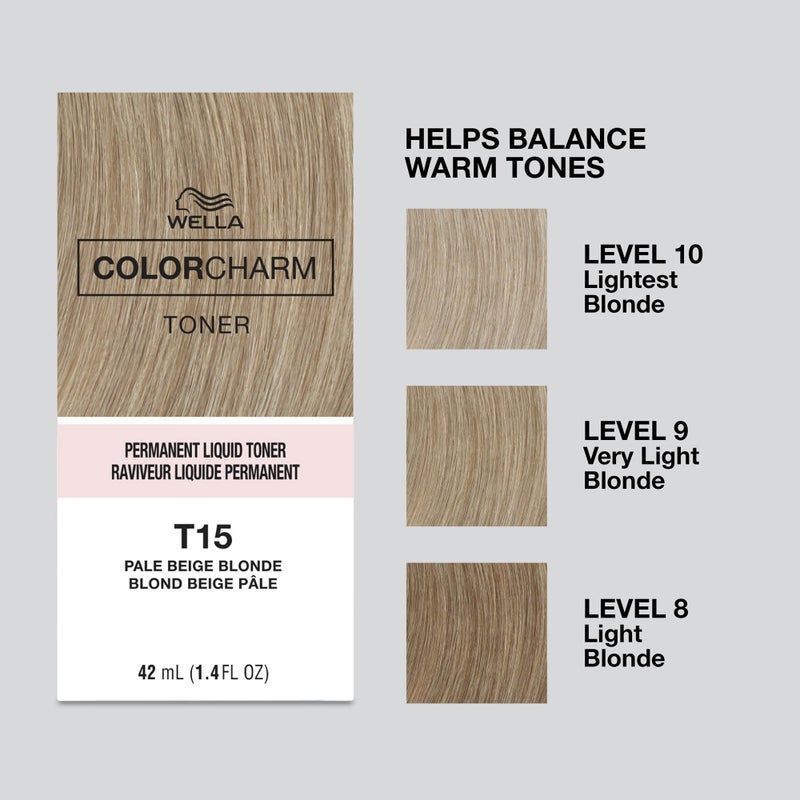 COLORCHARM Permanent Liquid Toners | Neutralize Brass | Free of Parabens | Vegan | T15 Pale Beige Blonde | 1.4 Fl Oz - Image 4