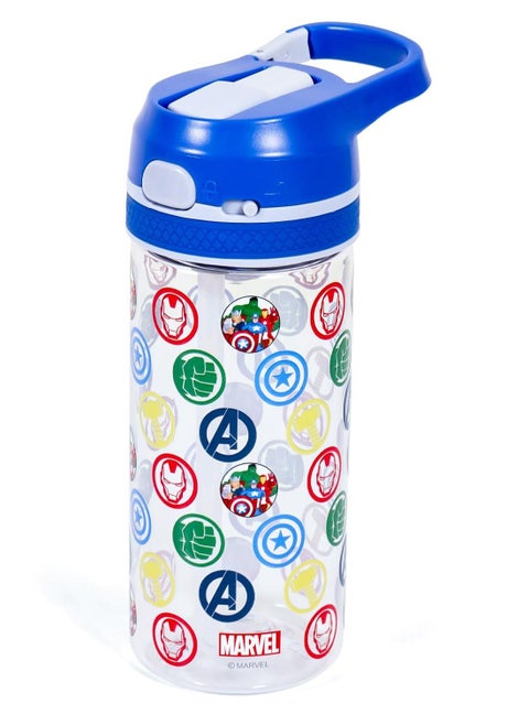 Marvel Avengers Tritan Water Bottle With Lockable Push Button And Carry Handle - Blue, 420ml