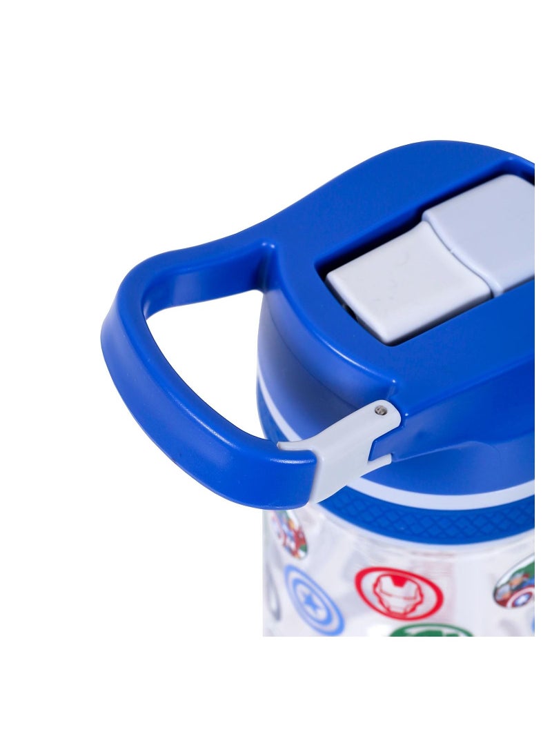 Marvel Avengers Tritan Water Bottle With Lockable Push Button And Carry Handle - Blue, 420ml