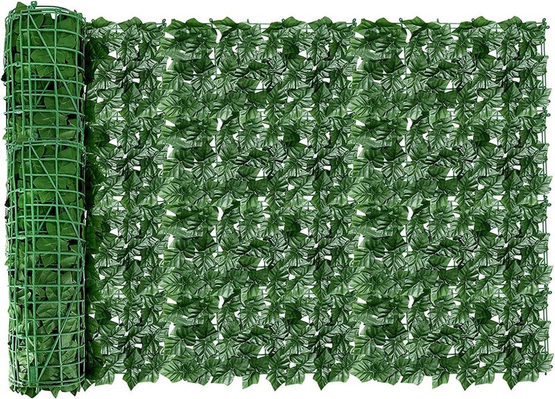 SELLPLUS Wall Decor Artificial Faux Ivy Leaf Mat Artificial Leaves Fence for Vertical Garden Home Wall Balcony Backdrop Decoration Green 1m x 3m - Image 1