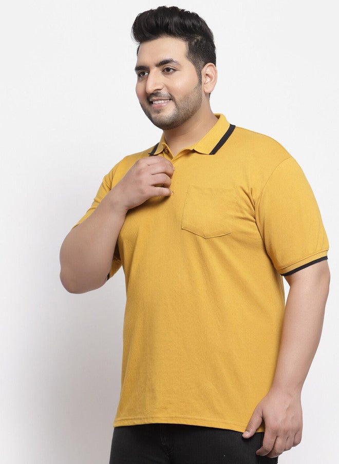 PlusS تي شيرت بولو أصفر خردلي للرجال - Image 3