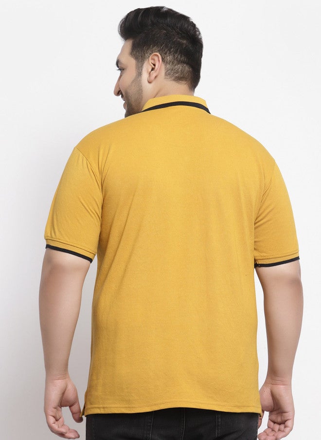 PlusS تي شيرت بولو أصفر خردلي للرجال - Image 4