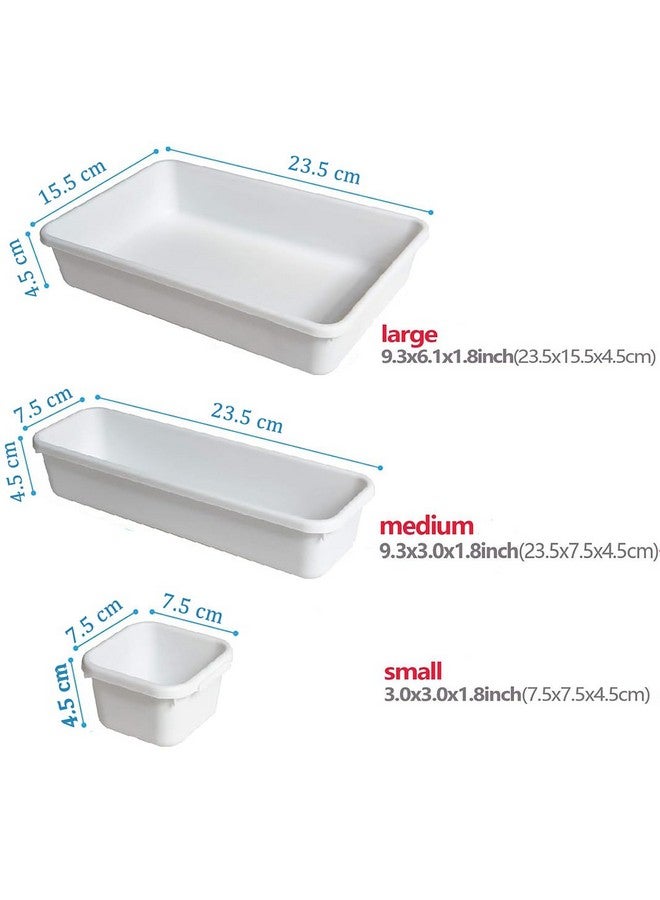 INOVERA (LABEL) 8 Pieces Cutlery Tray For Kitchen Utensils Drawers - Interlocking Drawer Desk Organizer - Plastic Divider Trays (White) - Image 2