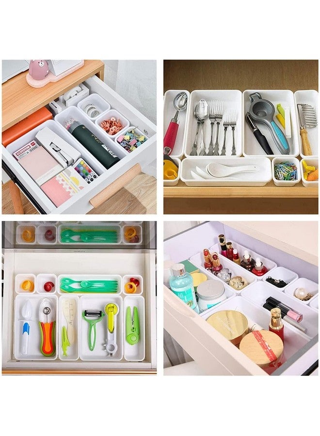 INOVERA (LABEL) 8 Pieces Cutlery Tray For Kitchen Utensils Drawers - Interlocking Drawer Desk Organizer - Plastic Divider Trays (White) - Image 5