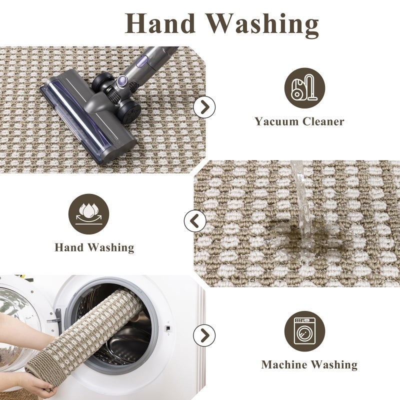 Ileading Laundry Room Runner Rug 2'x6' Non Slip Farmhouse Kitchen Floor Mats with Rubber Backing Machine Washable Beige Indoor Decor Carpet for Doormat Hallway Entryway Petmat Garage Balcony - Image 5