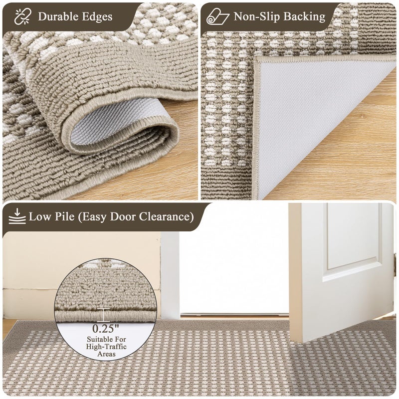 Ileading Laundry Room Runner Rug 2'x6' Non Slip Farmhouse Kitchen Floor Mats with Rubber Backing Machine Washable Beige Indoor Decor Carpet for Doormat Hallway Entryway Petmat Garage Balcony - Image 3