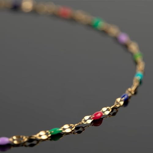 UMAOKANG 16.4 Feet Jewelry Chains for Necklaces DIY Making Gold Plated Stainless Steel Chain Roll Colorful Enamel Beaded Chain for Jewelry Making - Image 5