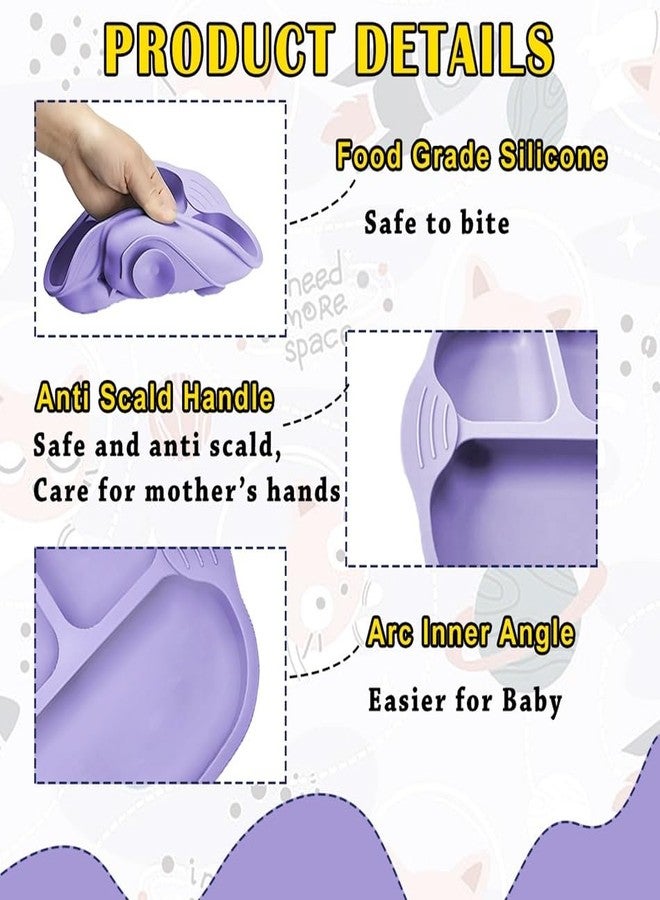 Tony Stark Newborn Essentials Baby Feeding Set, Suction Plate Set for Toddlers, Babies, Kids Plates for Food with Spoon Fork, Silicone Set (Lavender) - Image 5