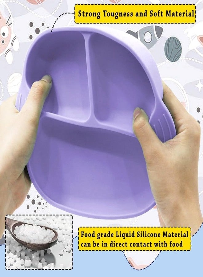 Tony Stark Newborn Essentials Baby Feeding Set, Suction Plate Set for Toddlers, Babies, Kids Plates for Food with Spoon Fork, Silicone Set (Lavender) - Image 4