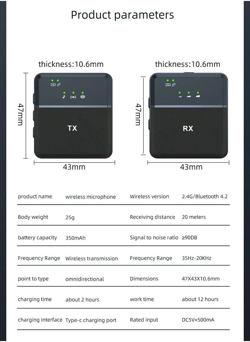 Generic SX9 Wireless Collar Microphone Mic for Noise Reduction Vlogging Interview Live Streaming YouTube Video Broadcast With Mic Receiver for iPhone and Android  - Image 3