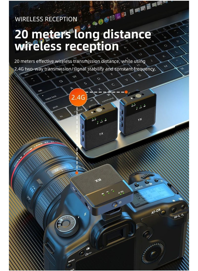 Generic - SX9 Wireless Collar Microphone Mic for Noise Reduction Vlogging Interview Live Streaming YouTube Video Broadcast With Mic Receiver for iPhone and Android - Image 1