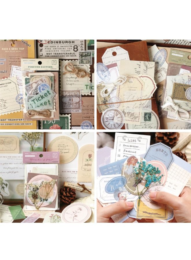 120-Piece Vintage Art Journal Stickers, Vintage Scrapbook Stickers, Antique Stickers Parchment Old Retro Scrapbooking Paper for Art Journaling, DIY Crafts, Journals, Planners, Scrapbooking Supplies