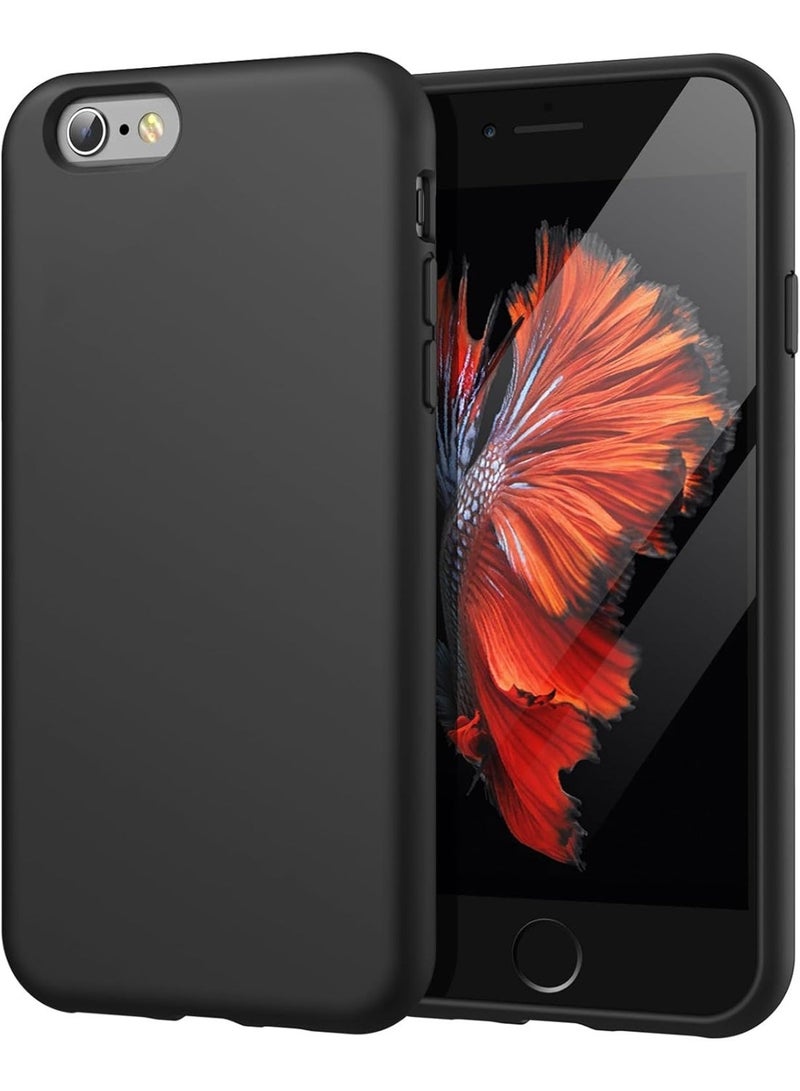 Compatible with iPhone 6/6S Plus Case 5.5 Inch Slim Liquid Silicone 4 Layers Soft Gel Rubber Shockproof Protective Phone Case with Anti Scratch Microfiber Lining (Black) - Image 1