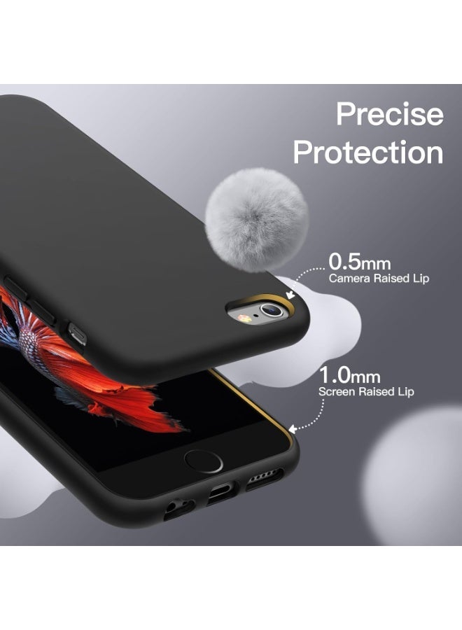 Compatible with iPhone 6/6S Plus Case 5.5 Inch Slim Liquid Silicone 4 Layers Soft Gel Rubber Shockproof Protective Phone Case with Anti Scratch Microfiber Lining (Black) - Image 3