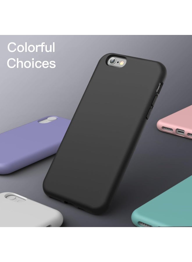 Compatible with iPhone 6/6S Plus Case 5.5 Inch Slim Liquid Silicone 4 Layers Soft Gel Rubber Shockproof Protective Phone Case with Anti Scratch Microfiber Lining (Black) - Image 2