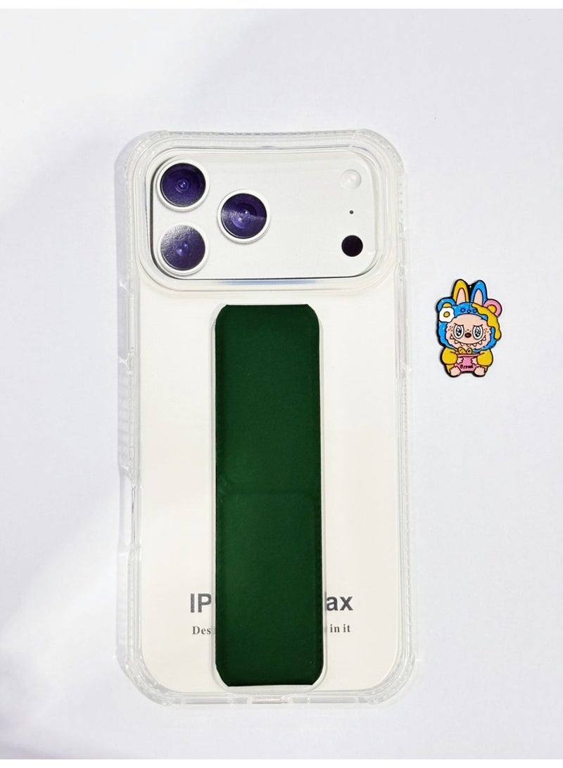 Magsafe Iphone 17 pro max Crystal Clear Protective Phone Case with Kickstand Holder WITH A RANDOM STICKER GIFT - Image 1