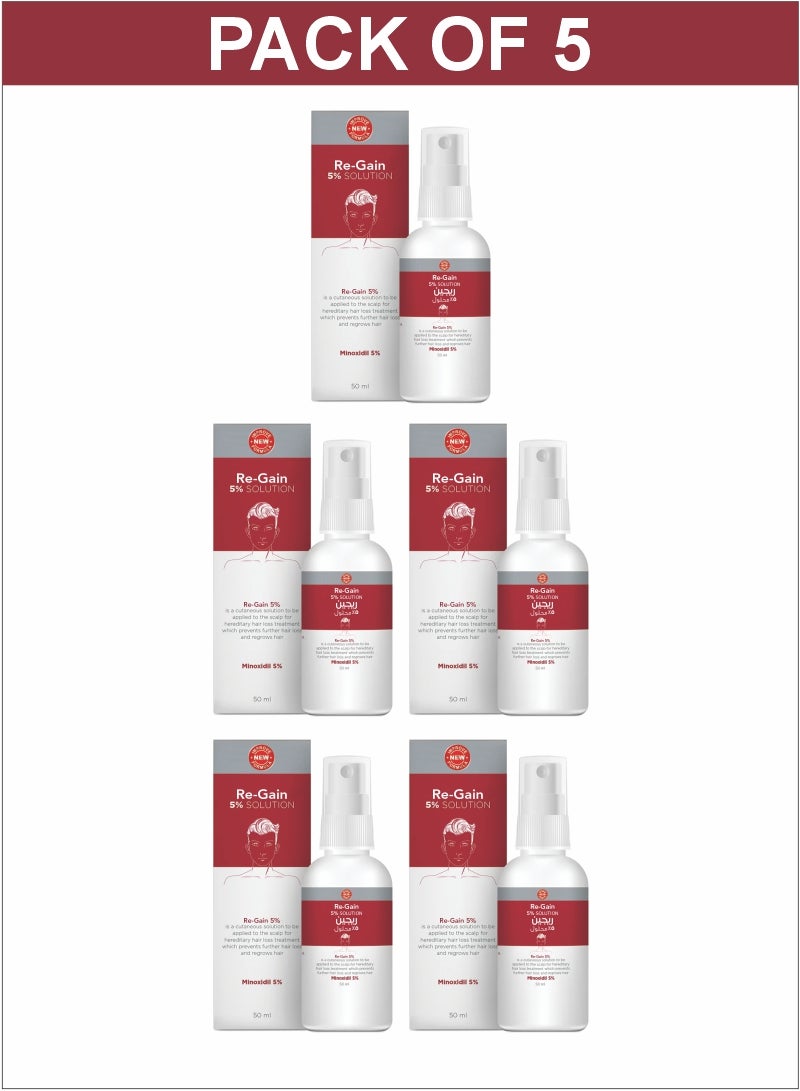 Top Pick Minoxidil 5% Hair Regrowth Treatment by Re-Gain  5 Months Supply (5 Bottles x 50ml)