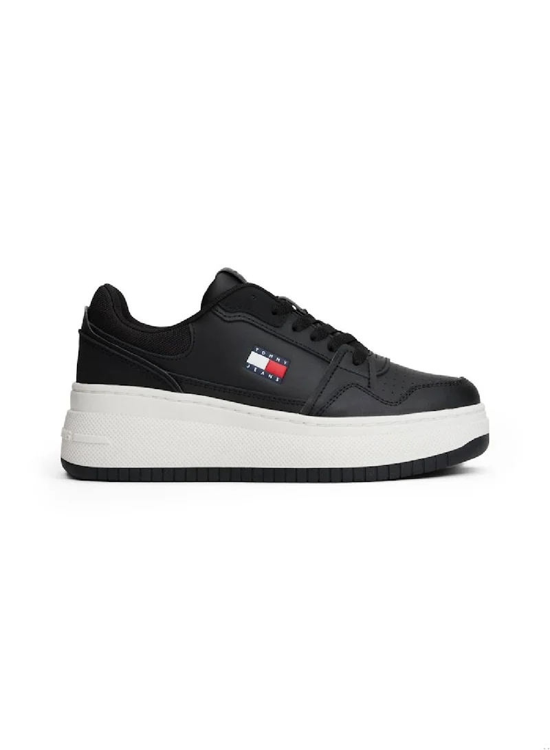 Retro Platform Basketball Trainers With Leather