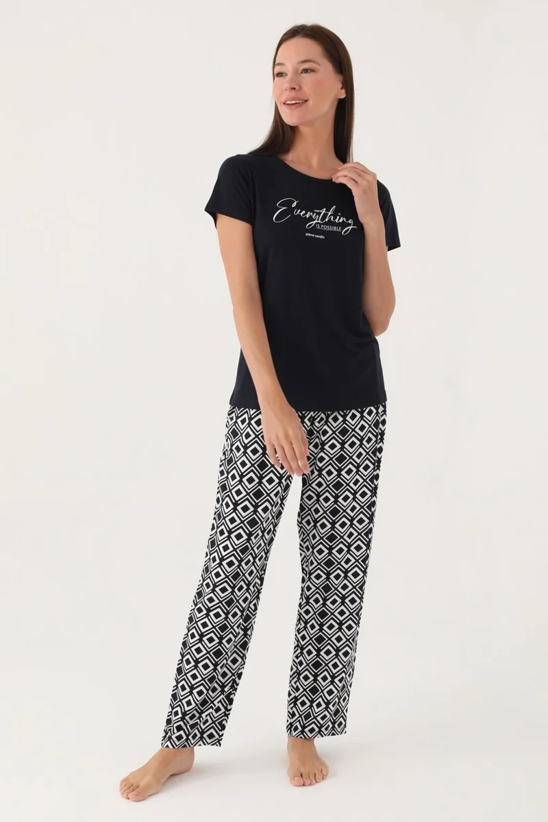 pierre cardin Geometric Patterned Summer Women's Pajama Set