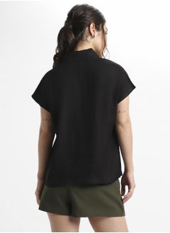 Dennis Lingo Black Viscose Moss Top for Women, Regular Fit  - Image 4