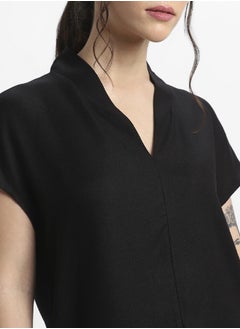 Dennis Lingo Black Viscose Moss Top for Women, Regular Fit  - Image 1
