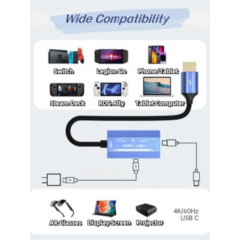 AR glasses adapter, aluminum alloy, black, 4K HDMI to USB-C plug-and-play portable converter with 60Hz Ultra HD support for PS4/PS5/Xbox/Switch/laptop/PC - Image 3