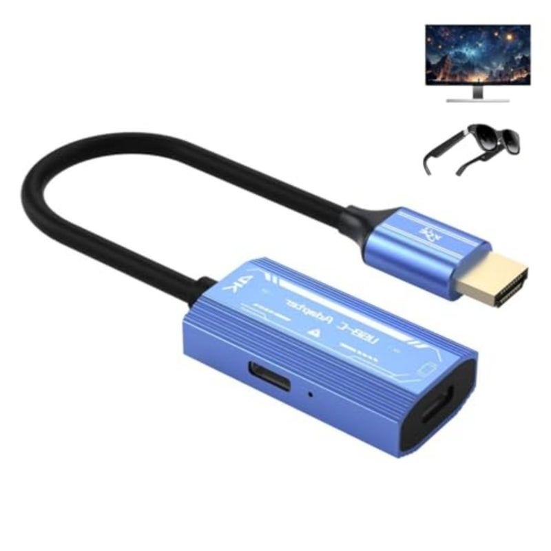 AR glasses adapter, aluminum alloy, black, 4K HDMI to USB-C plug-and-play portable converter with 60Hz Ultra HD support for PS4/PS5/Xbox/Switch/laptop/PC - Image 1