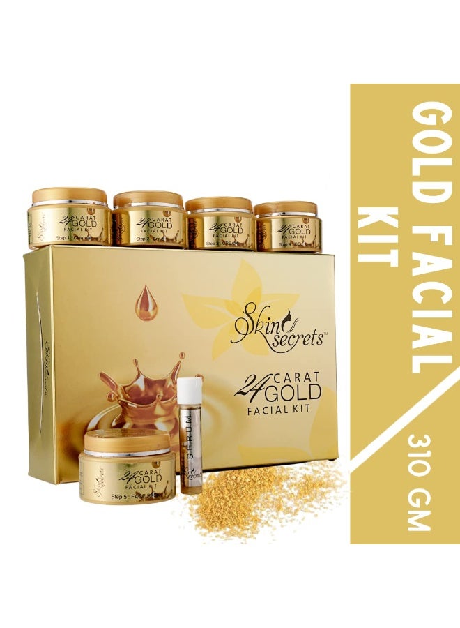 Skin Secrets 24k Gold Facial Kit for instant glow with Gold Dust & Sandalwood Oil for Radiant & Glowing Skin (310gm (6 easy steps)) - Image 3