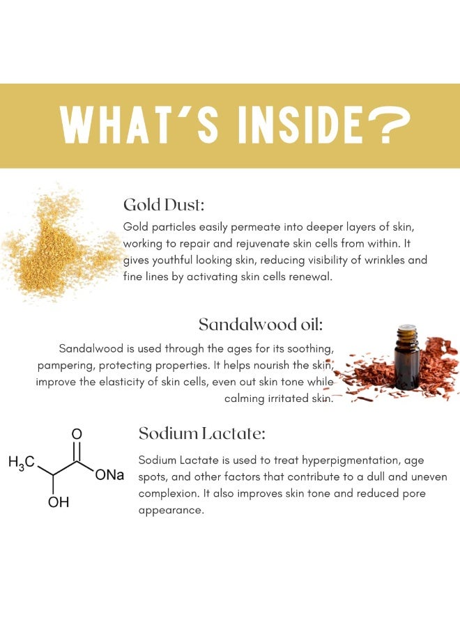 Skin Secrets 24k Gold Facial Kit for instant glow with Gold Dust & Sandalwood Oil for Radiant & Glowing Skin (310gm (6 easy steps)) - Image 4