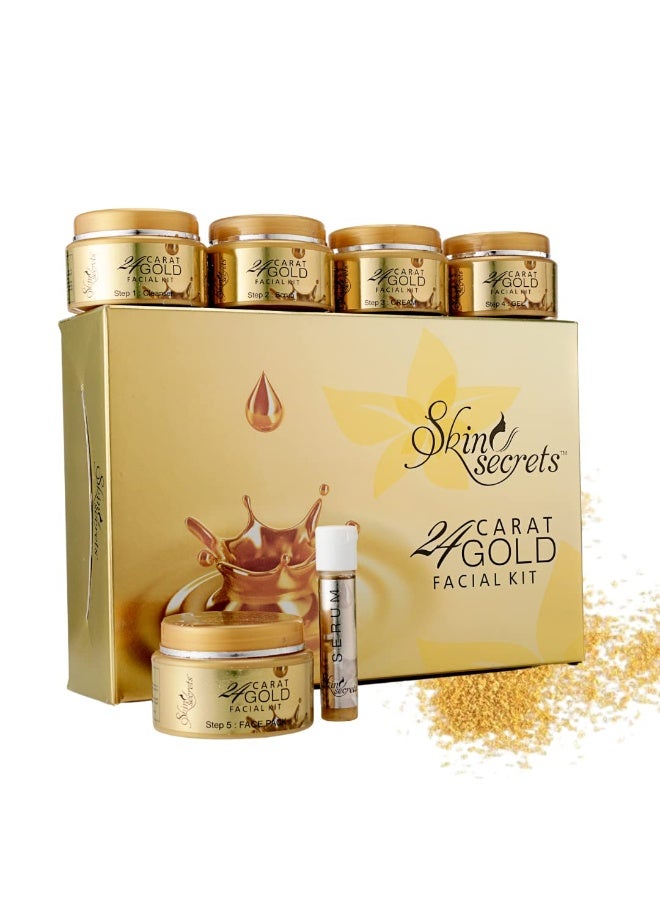 Skin Secrets 24k Gold Facial Kit for instant glow with Gold Dust & Sandalwood Oil for Radiant & Glowing Skin (310gm (6 easy steps)) - Image 1