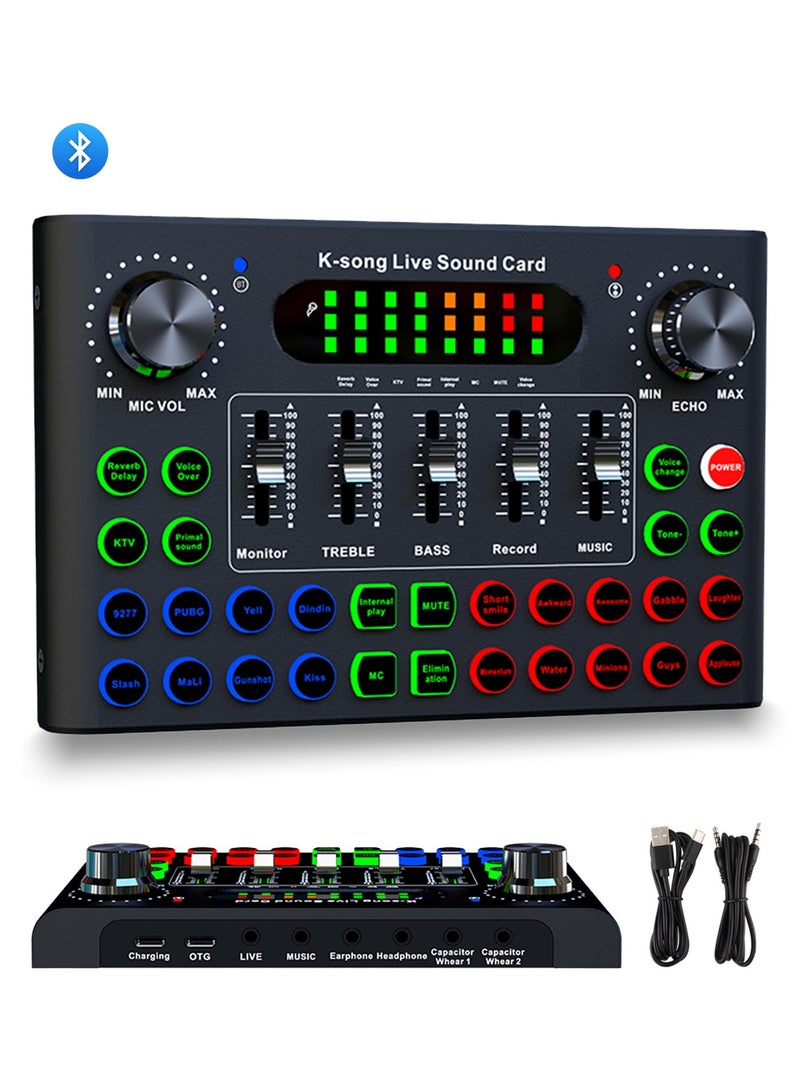 دراكلاو مكسر بطاقة صوت، خلاط دي جي، بطاقة صوت مباشر للبث، خلاط صوت بلوتوث للبث، الألعاب، التسجيل، الغناء، تيك توك، يوتيوب، الكمبيوتر، الكمبيوتر - Image 1