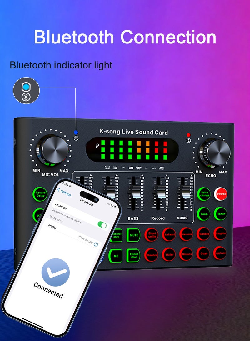 دراكلاو مكسر بطاقة صوت، خلاط دي جي، بطاقة صوت مباشر للبث، خلاط صوت بلوتوث للبث، الألعاب، التسجيل، الغناء، تيك توك، يوتيوب، الكمبيوتر، الكمبيوتر - Image 2