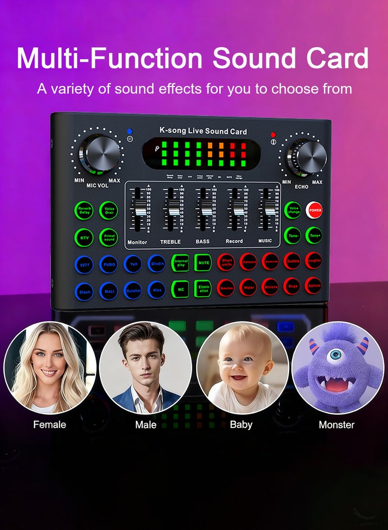 دراكلاو مكسر بطاقة صوت، خلاط دي جي، بطاقة صوت مباشر للبث، خلاط صوت بلوتوث للبث، الألعاب، التسجيل، الغناء، تيك توك، يوتيوب، الكمبيوتر، الكمبيوتر - Image 5