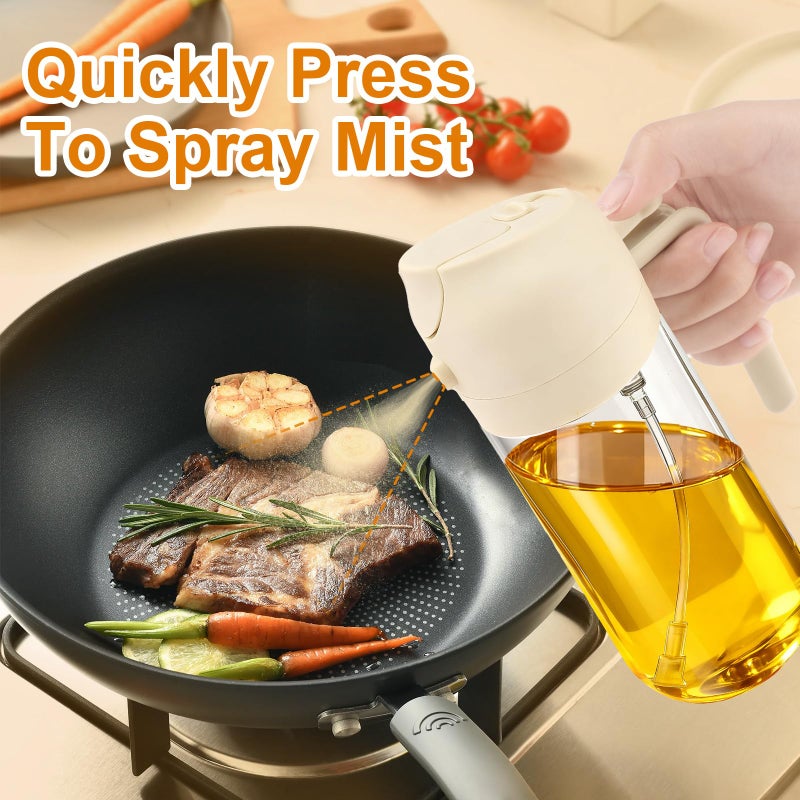 MUOOMU Glass Olive Oil Sprayer for Cooking, Oil Dispenser Bottle for Kitchen Gadgets, 2 in 1 Spray and Pour bottle, Home and Kitchen Essentials, Air Fryer Accessories for Salad, BBQ (16oz/470ml, White) - Image 2