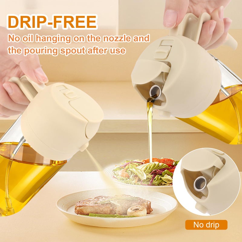 MUOOMU Glass Olive Oil Sprayer for Cooking, Oil Dispenser Bottle for Kitchen Gadgets, 2 in 1 Spray and Pour bottle, Home and Kitchen Essentials, Air Fryer Accessories for Salad, BBQ (16oz/470ml, White) - Image 5