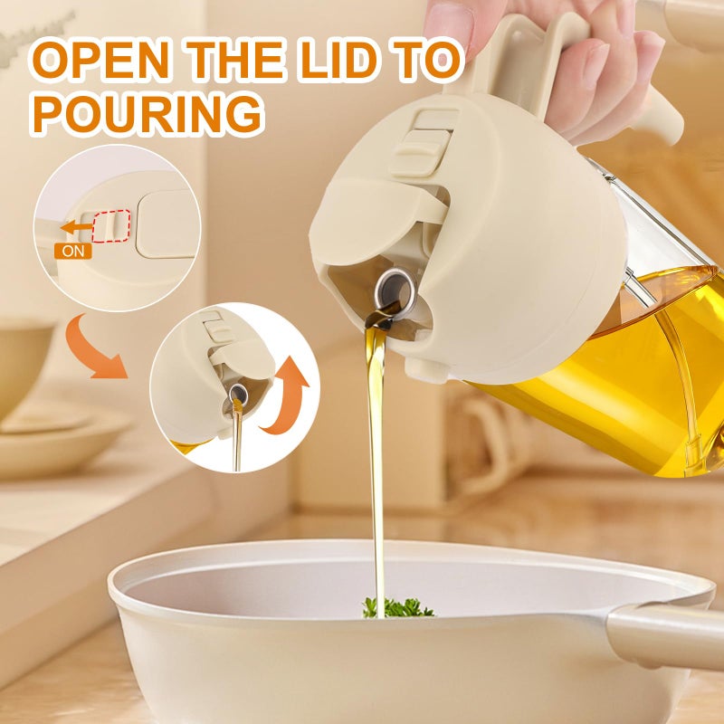 MUOOMU Glass Olive Oil Sprayer for Cooking, Oil Dispenser Bottle for Kitchen Gadgets, 2 in 1 Spray and Pour bottle, Home and Kitchen Essentials, Air Fryer Accessories for Salad, BBQ (16oz/470ml, White) - Image 4