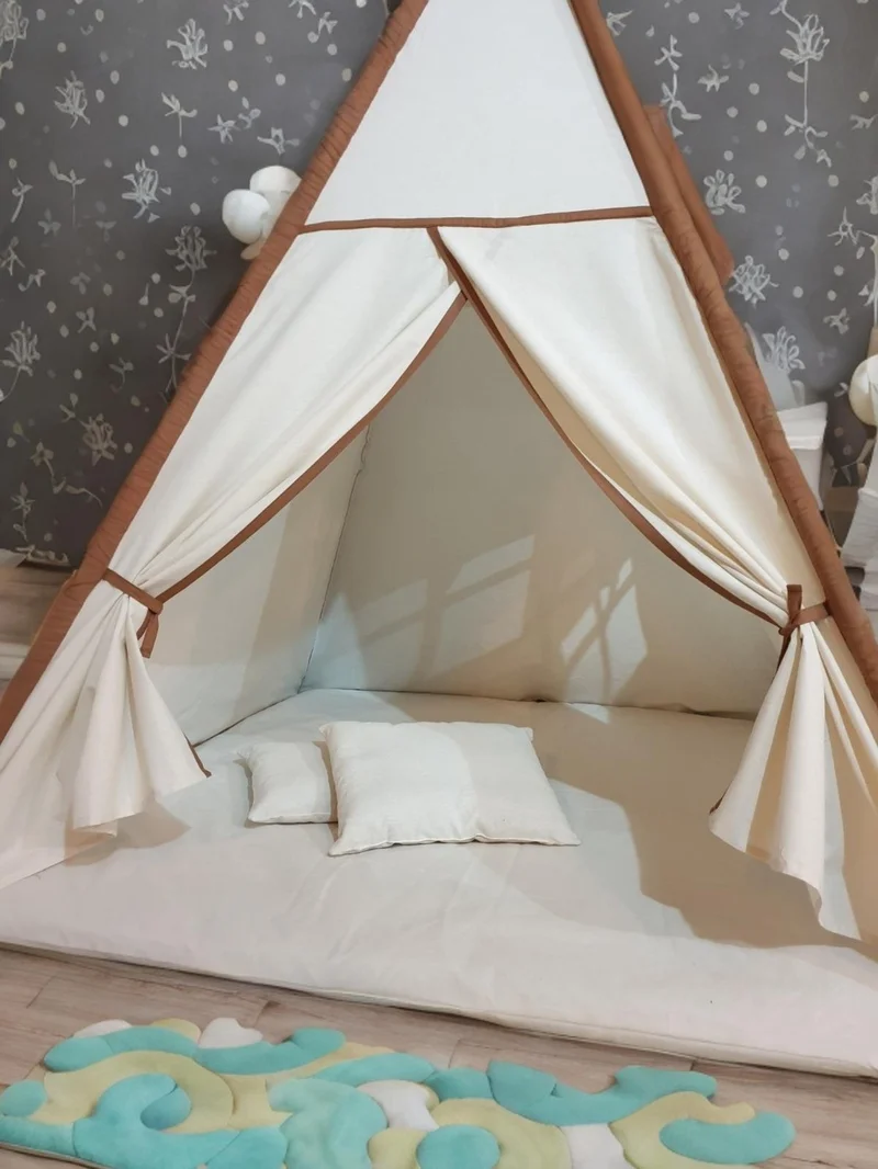 Yhh Kids Xl Children's Play Tent LED Lighted Indian Tent Playhouse with Cushions and Pillows