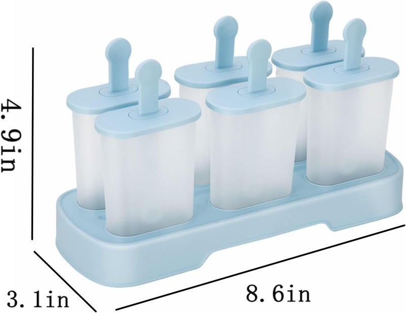 Honsen Popsicle Molds Set 6 Pieces Ice Popsicle Maker-BPA Free,Easy-Release Ice Pop Molds,Homemade Ice Cream Molds (Blue) - Image 3