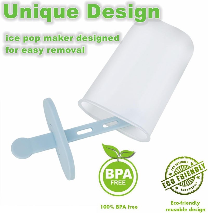 Honsen Popsicle Molds Set 6 Pieces Ice Popsicle Maker-BPA Free,Easy-Release Ice Pop Molds,Homemade Ice Cream Molds (Blue) - Image 2